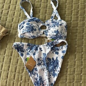 Floral Blue and White bikini new with tags